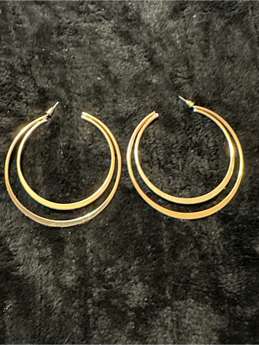 FAUX Gold Double Hoop Earrings Jewelry NEW lightweight Posts